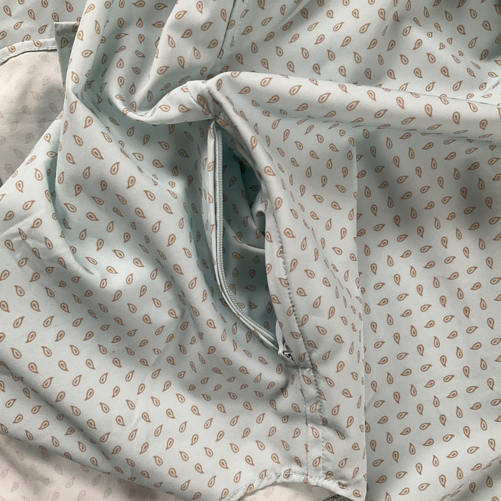 Blue Teardrop Print Long Sleeve Button Up Shirt Zip Pocket 2X Career Office Wear - Picture 7 of 14